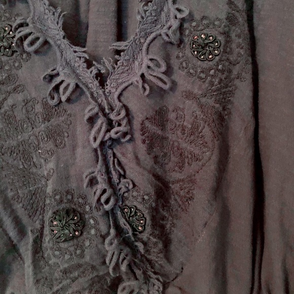 Free People • Navy blue, low-cut pullover top - Picture 2 of 7